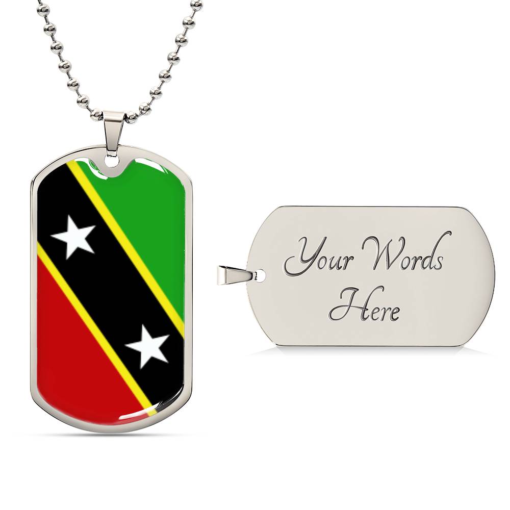 Fashionable dog tag with St Kitts and Nevis flag - Patriotic necklace accessory for pets1