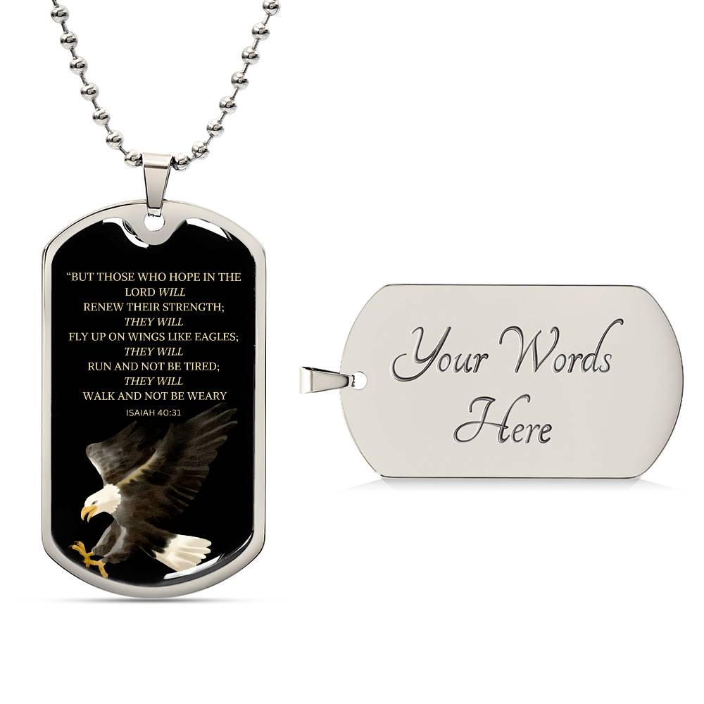 Inspirational 'But Those Who Hope In The Lord' stainless steel dog tag scripture jewelry4