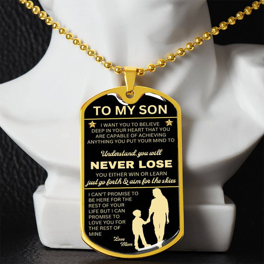 Sentimental Mother to Son Dog Tag Necklace in Durable Stainless Steel7