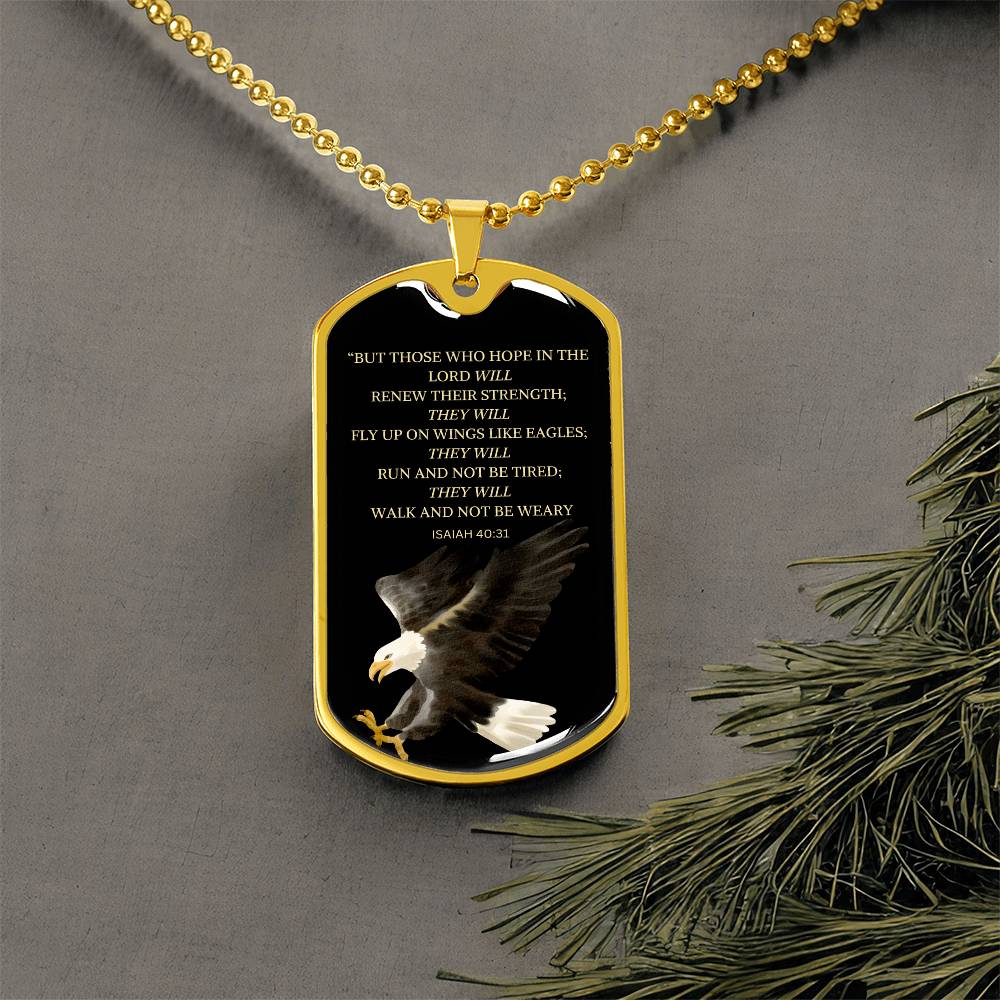 Inspirational 'But Those Who Hope In The Lord' stainless steel dog tag scripture jewelry11