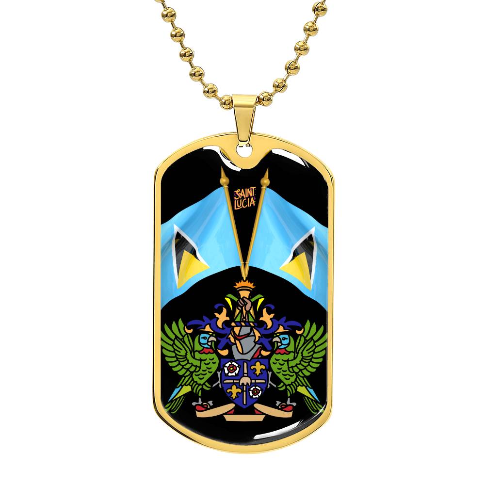 St Lucia Coat of Arms and Flag Fashionable Dog Tag4