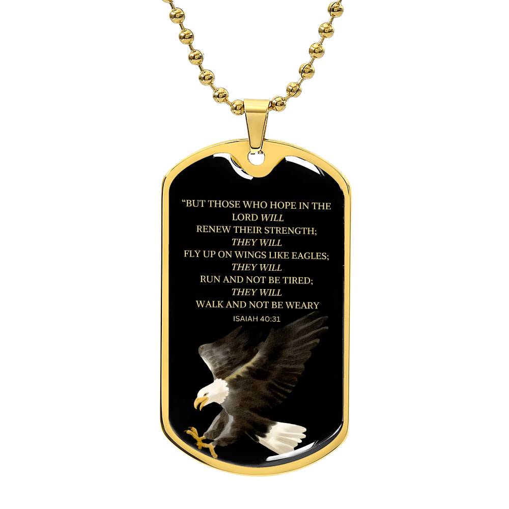 Inspirational 'But Those Who Hope In The Lord' stainless steel dog tag scripture jewelry0