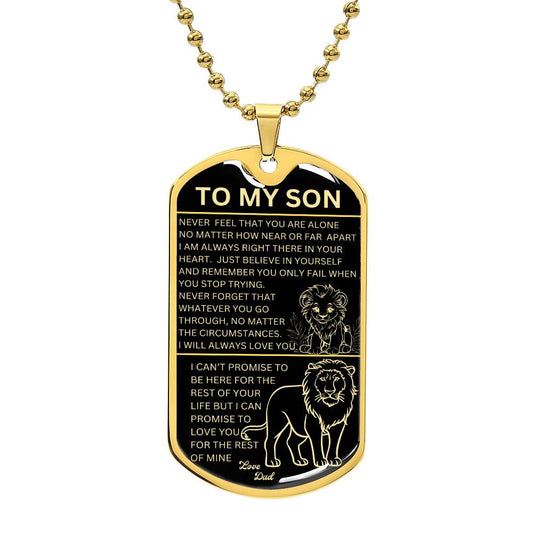 To My Son Lion and Cub Dog Tag necklace with inspirational message4