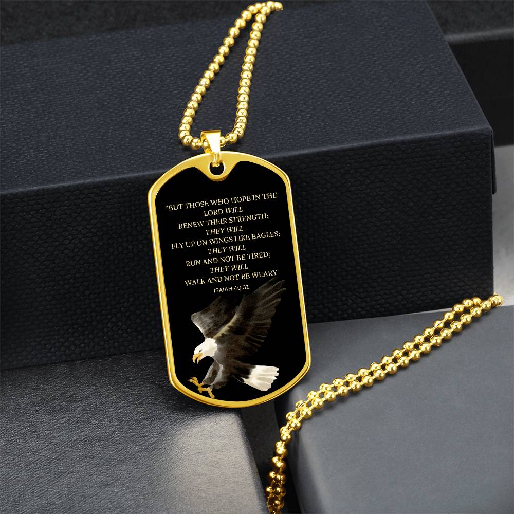 Inspirational 'But Those Who Hope In The Lord' stainless steel dog tag scripture jewelry7