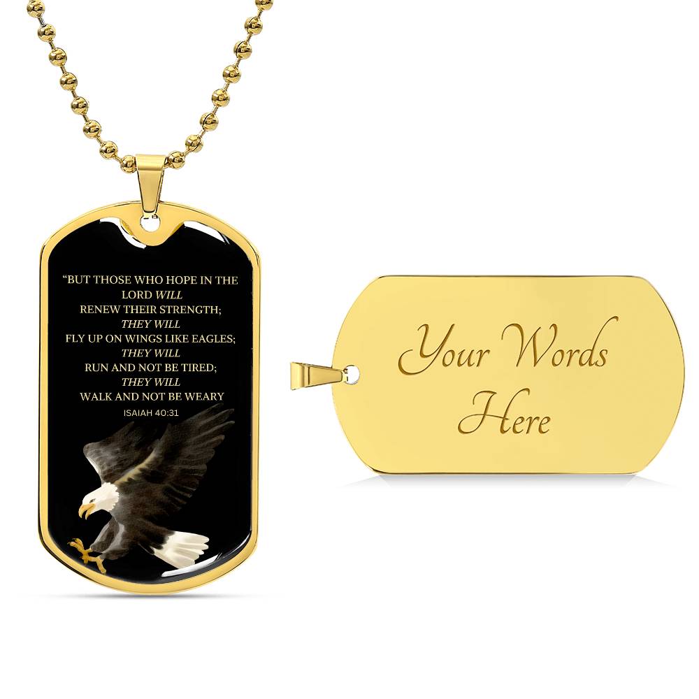 Inspirational 'But Those Who Hope In The Lord' stainless steel dog tag scripture jewelry9