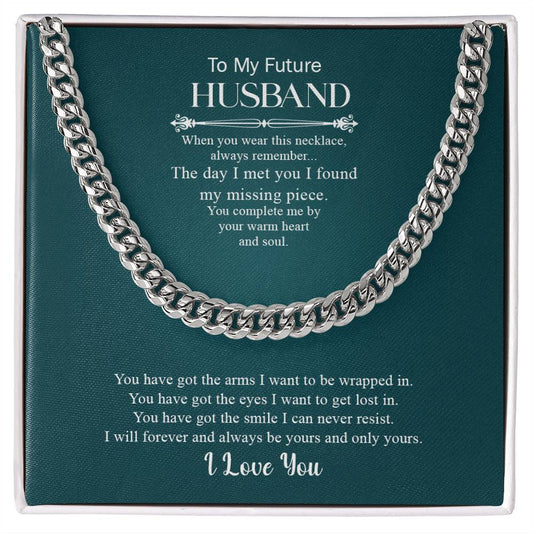 To My Future Husband engraved Cuban Link Chain - Romantic men's jewelry gift7