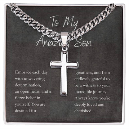 Personalized Cross Necklace with Engraving for Son - Unique Jewelry Gift3