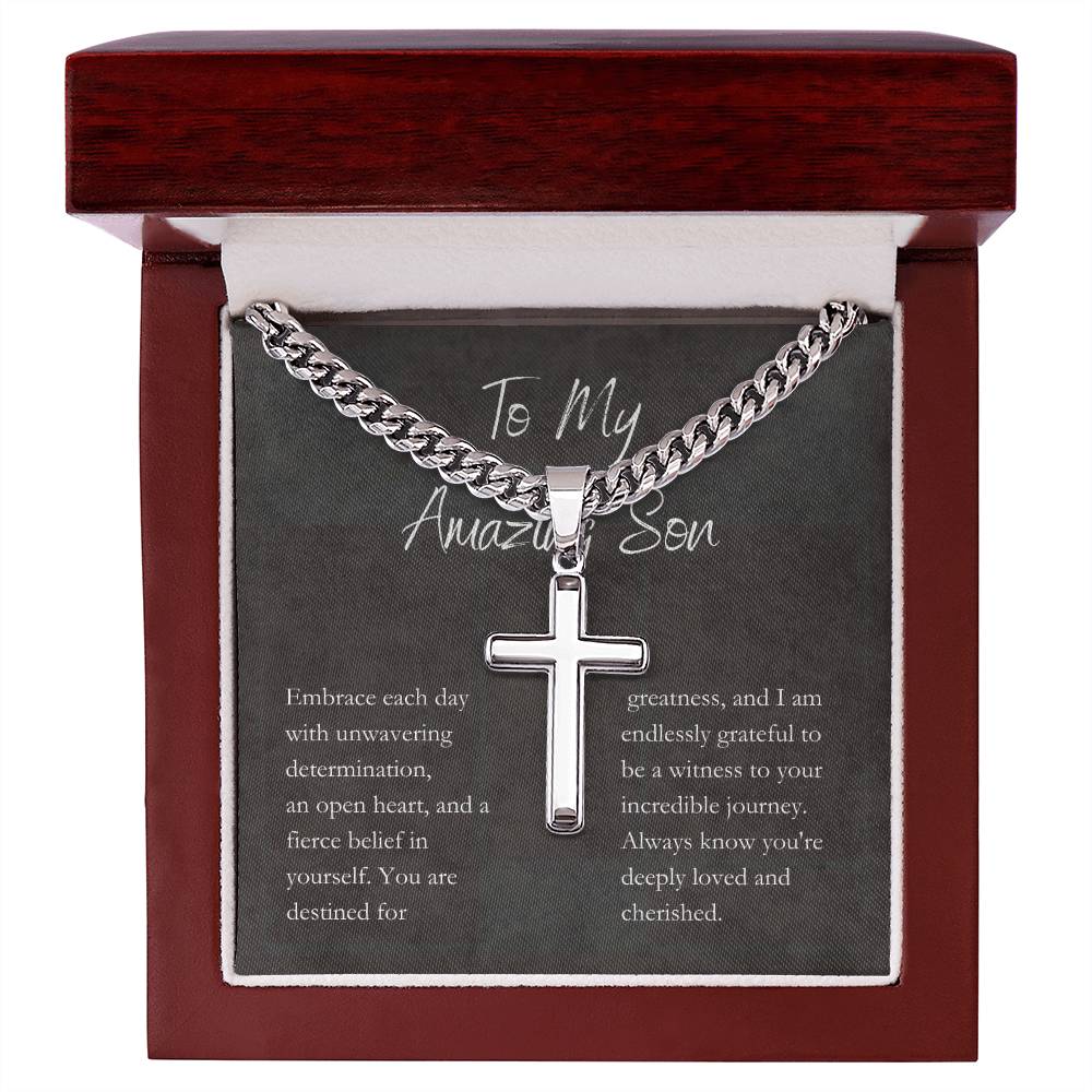 Personalized Cross Necklace with Engraving for Son - Unique Jewelry Gift2