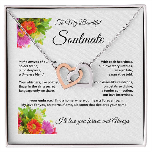 To My Beautiful Soulmate Necklace with Interlocking Hearts - Romantic Jewelry Gift4