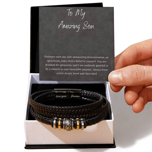 Sentimental 'To My Amazing Son - Love You Forever' stainless steel bracelet jewelry gift6